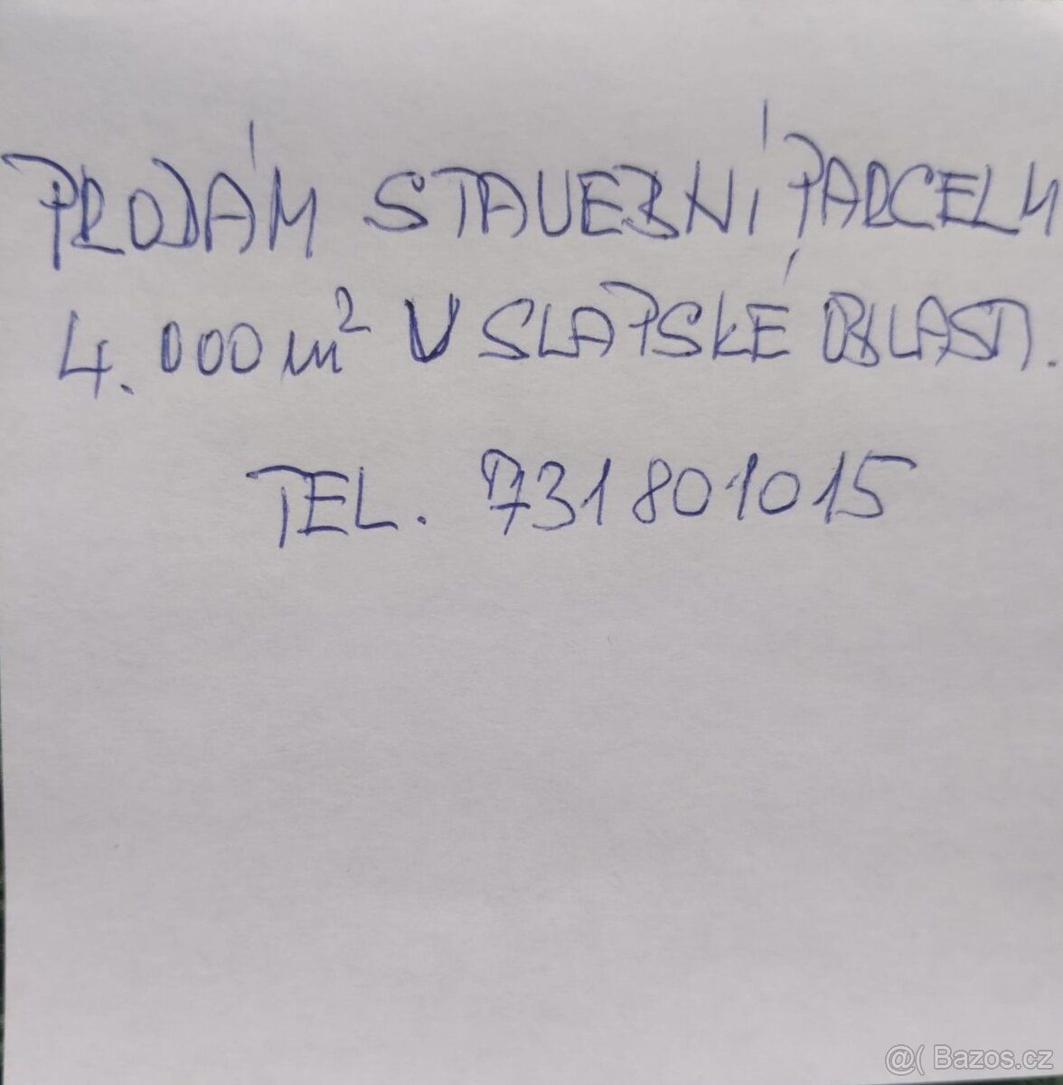 Dobrý den, prodám stavební pozemek ve Slapské oblasti - tel.
