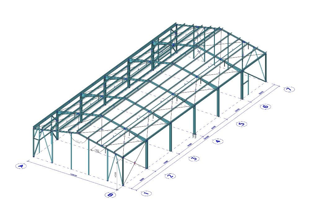 Nabídka ocelové konstrukce haly o šířce 15m x 36m a okapové 