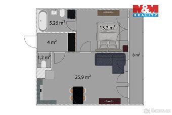 Nabízíme k prodeji světlý byt 2+kk o užitné ploše 60 m² v kl