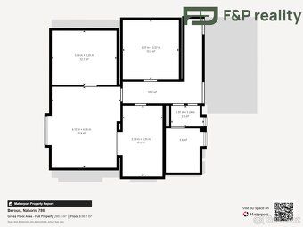 Dispozice a plochy - Byt 3+1, celková plocha 100 m² - Předza
