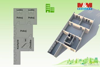 Nabízíme k prodeji byt 4+kk o celkové rozloze 70 m2 v osobní