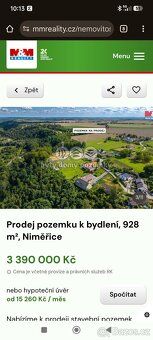 Nabízíme k prodeji stavební pozemek o výměře 928 m² v klidné