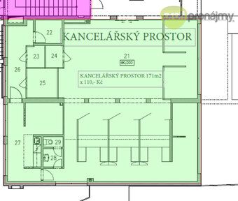 Nabízíme k pronájmu přízemní kancelářský prostor o velikosti