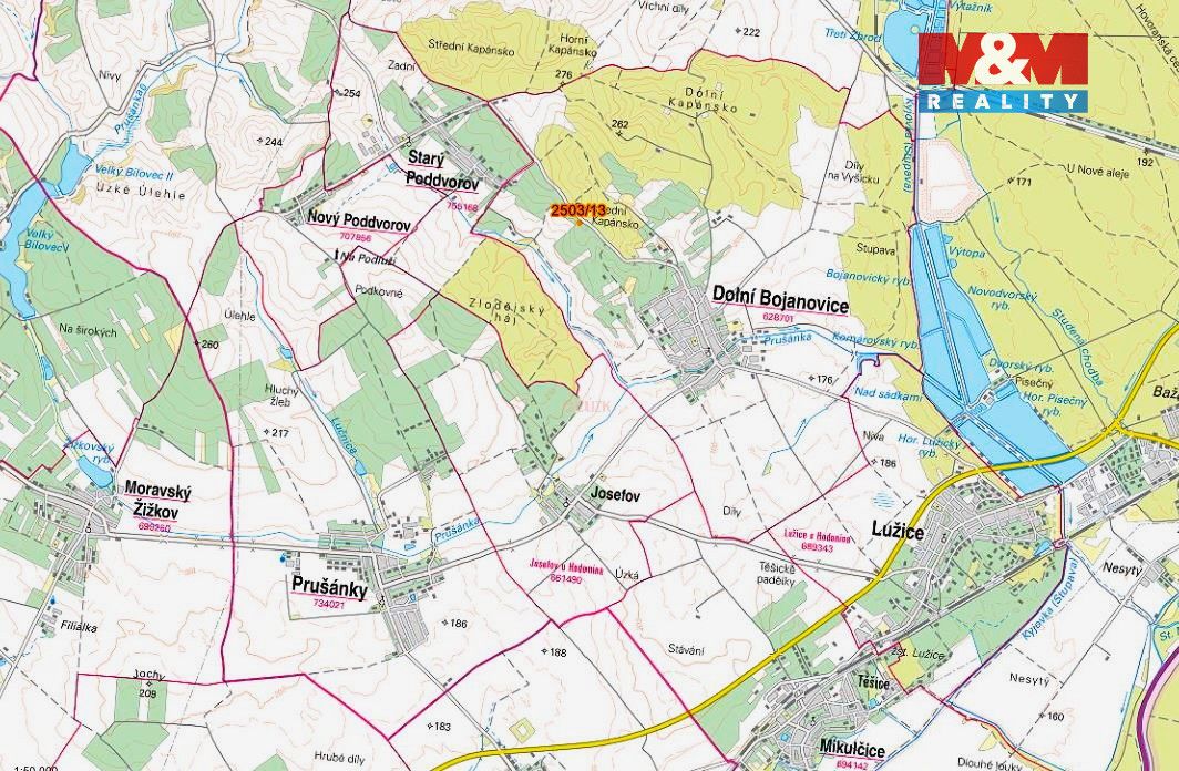 Prodej pozemku o výměře 300 m2 v katastru obce Dolní Bojanov