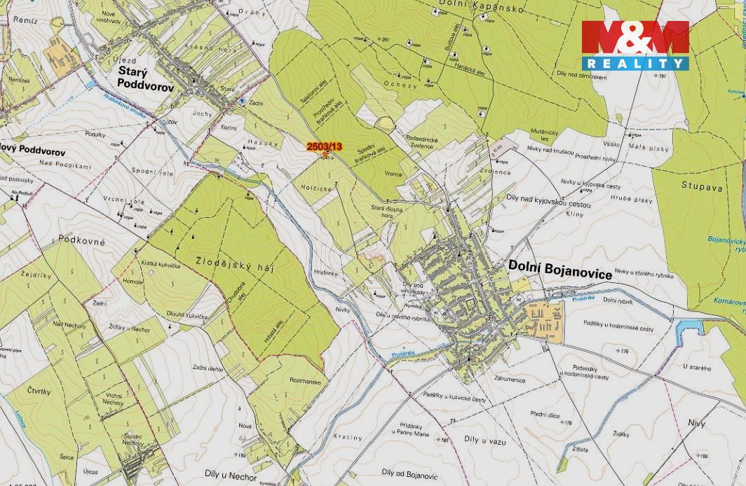 Prodej pozemku o výměře 300 m2 v katastru obce Dolní Bojanov