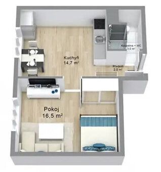 Nabízíme k pronájmu vybavený byt o velikosti 3+1 s balkonem.