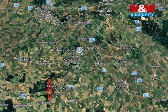 Prodej stavebního pozemku 1 000 m² v katastru Chlístovice, v