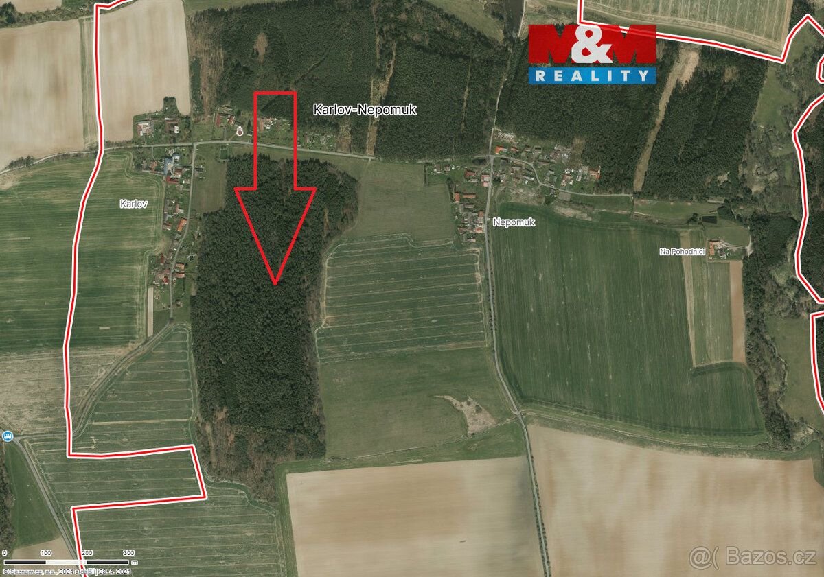 Prodej dvou lesních pozemků o výměře 6005 m2 v těsné blízkos