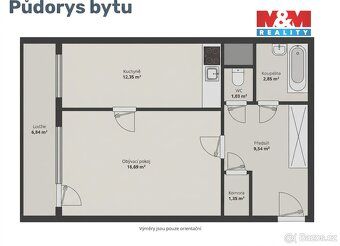 Nabízíme světlý byt 1+1 v osobním vlastnictví o ploše 46 m² 