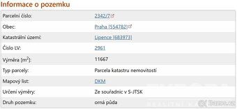 Nabízíme k prodeji strategický pozemek v pražských Lipencích