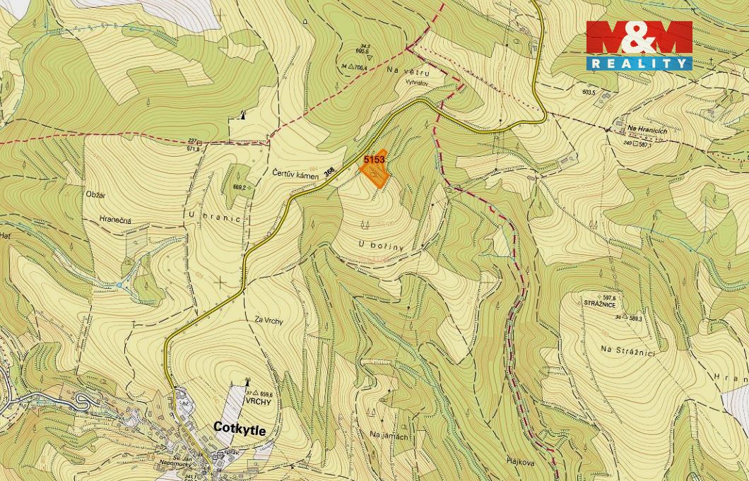 Prodej pozemku o výměře 7064 m2 v katastru obce Cotkytle. Je