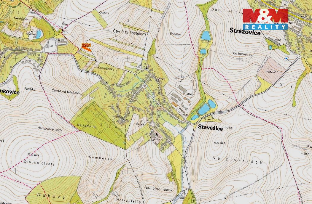 Prodej pozemku o výměře 115 m2 v katastru obce Stavěšice. Je