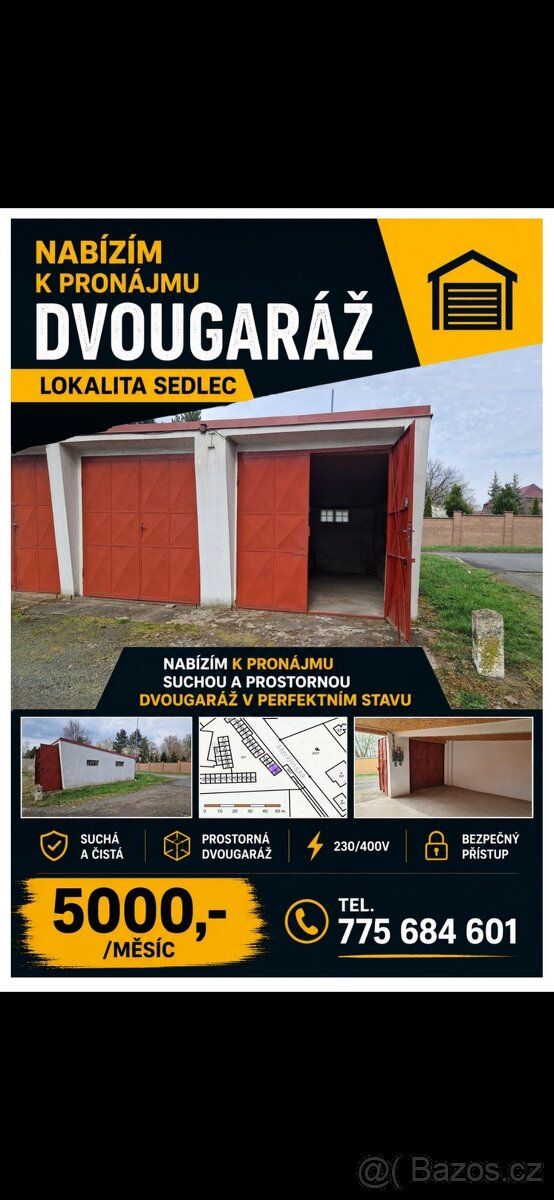 Garáž je po rekonstrukci s 220V,380V 5x6m