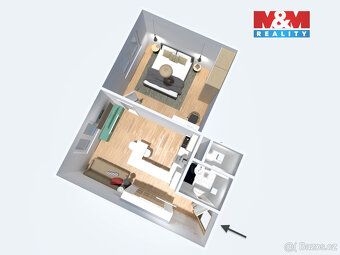 Nabízíme k prodeji byt o dispozici 1+1 s podlahovou plochou 