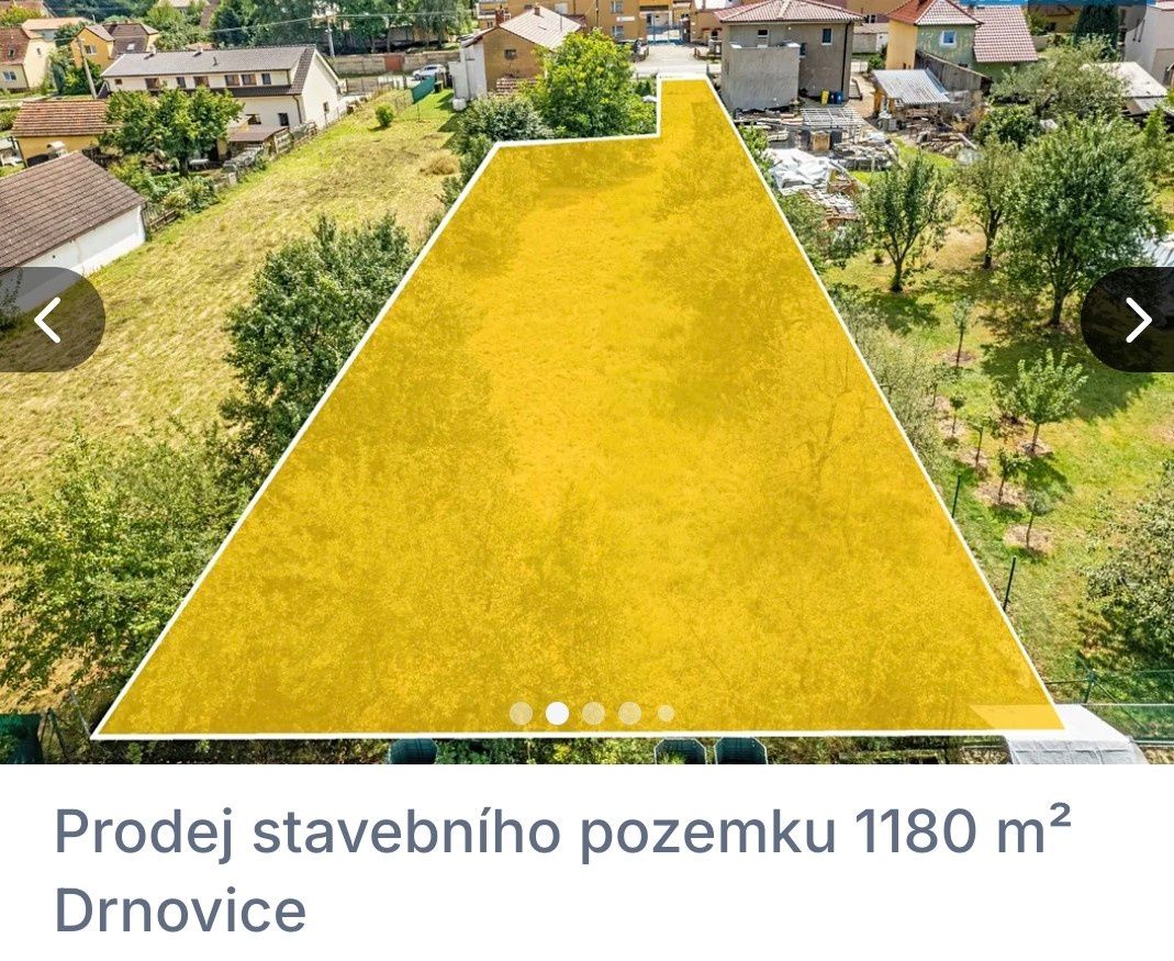 Prodej stavebního pozemku 1180 m² v obci Drnovice, okres Bla