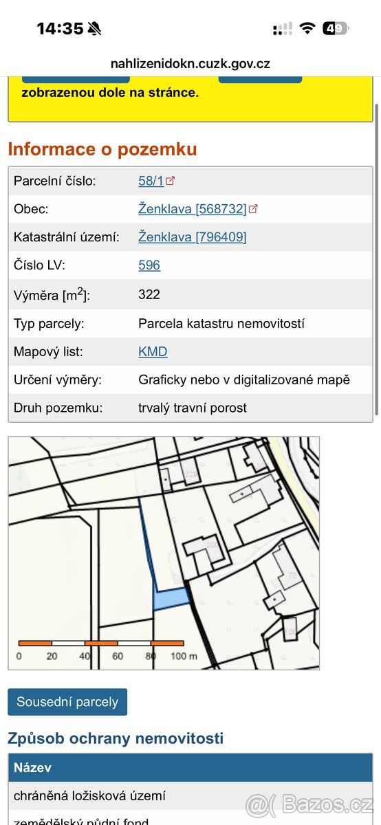 Nabízím k prodeji pozemek vedený jako trvalý travní porost v