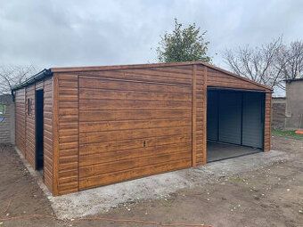 Prodám garáž 7x7 barva zlatý dub Sedlová střecha pokrytá tra