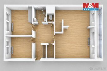 Nabízíme k pronájmu byt 3+1 o celkové ploše 72 m2 v 1. patře