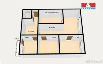 Nabízíme k prodeji byt s dispozicí 3+1 o užitné ploše 66 m² 