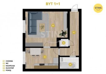 Nabízíme k prodeji světlý a prostorný byt 1+1 v udržovaném c