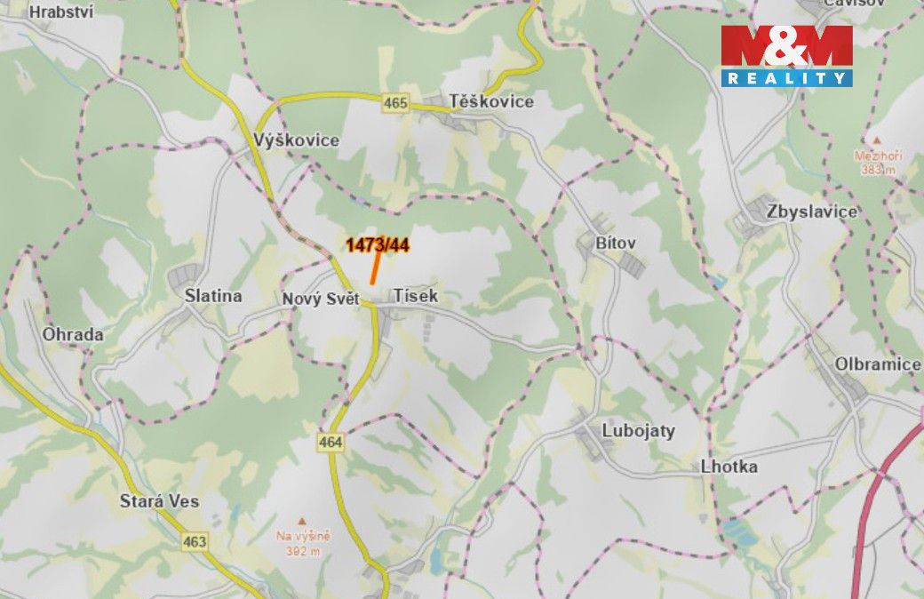 Prodej pole o výměře 1 163 m² v katastrálním území Tísek. Po