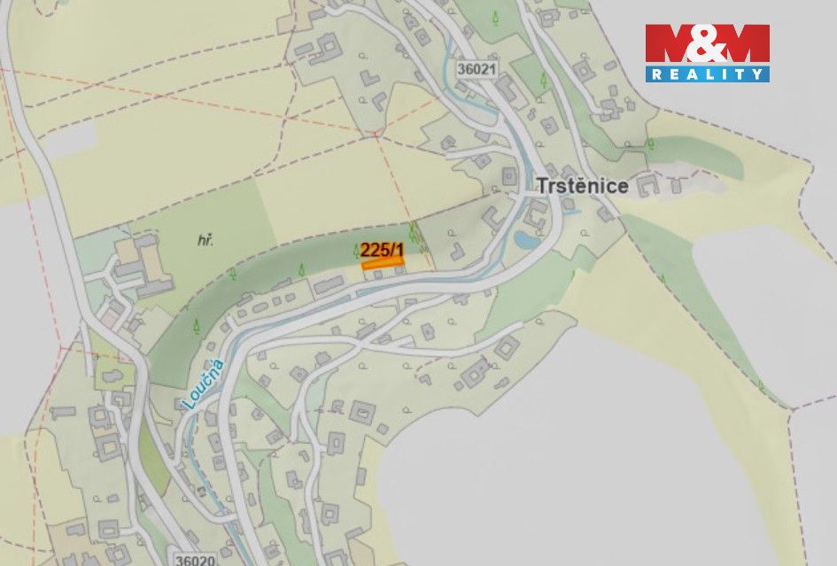 Prodej louky o výměře 649 m² v k.ú. Trstěnice u Litomyšle. P