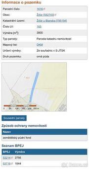 Prodám pozemek v obci Žďár u Petrovic, viz foto. Výměra 3800