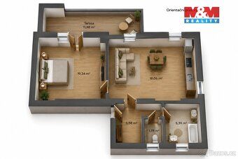 Nabízíme Vám k prodeji byt 2+kk o velikosti 50 m² s terasou 