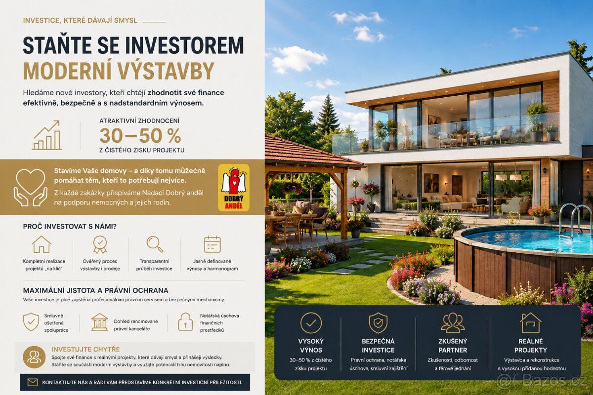 Hledáme investora, který ocení poctivý lidský přístup, reáln
