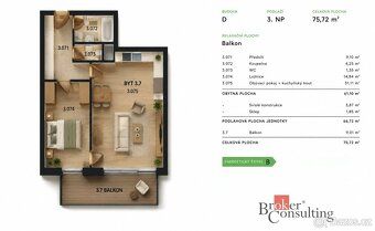 Pronájem 2+kk, 62 m2, Měděná 4, PlzeňNa pronájem moderní byt