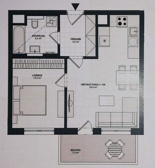 Pronájem moderního bytu 2+kk s lodžií, parkováním a výhledem