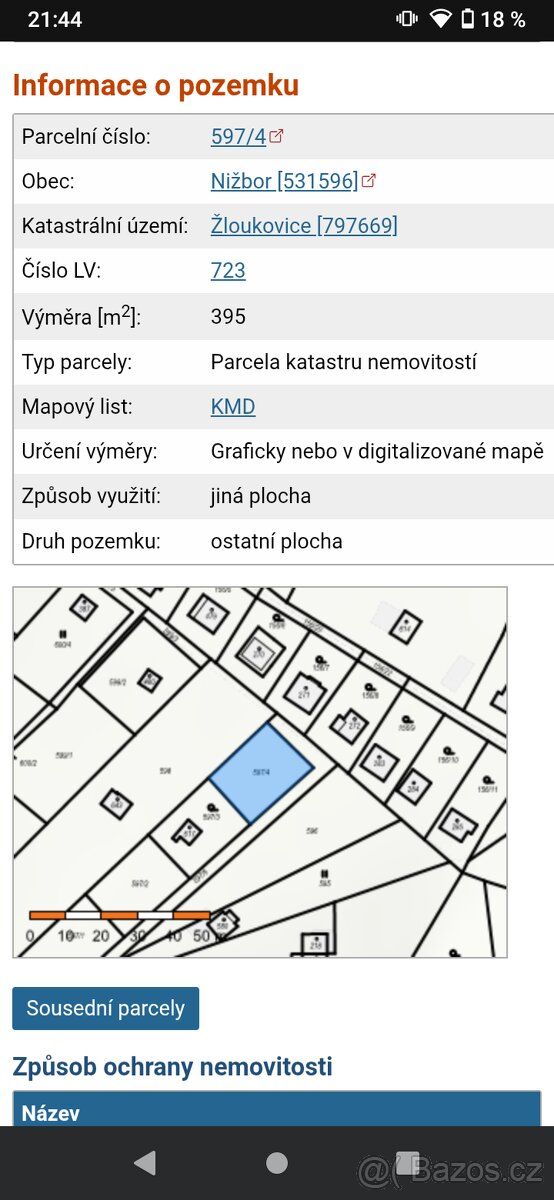 Prodám zahradu ve svahu o velikosti 395m². Zahrada je situov
