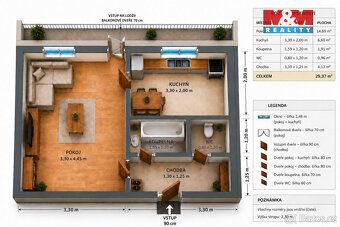 Nabízíme k prodeji byt 1+1 (29 m²) ve 2. NP panelového domu 