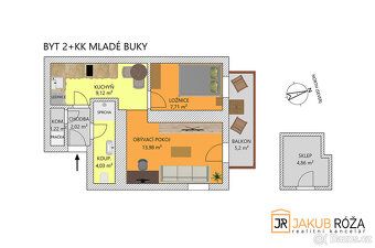 Nový, moderní byt 2+kk s balkonem v Rezidenci Škola – Mladé 