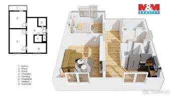 Nabízíme k prodeji prostorný byt 2+1, 72 m², který představu