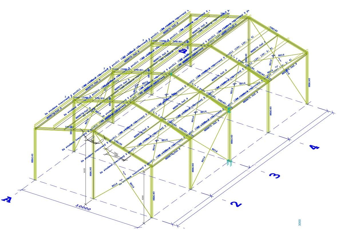 Prodám nařezaný materiál na konstrukci haly 10x20x4,5m vhodn