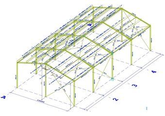Prodám nařezaný materiál na konstrukci haly 10x20x4,5m vhodn