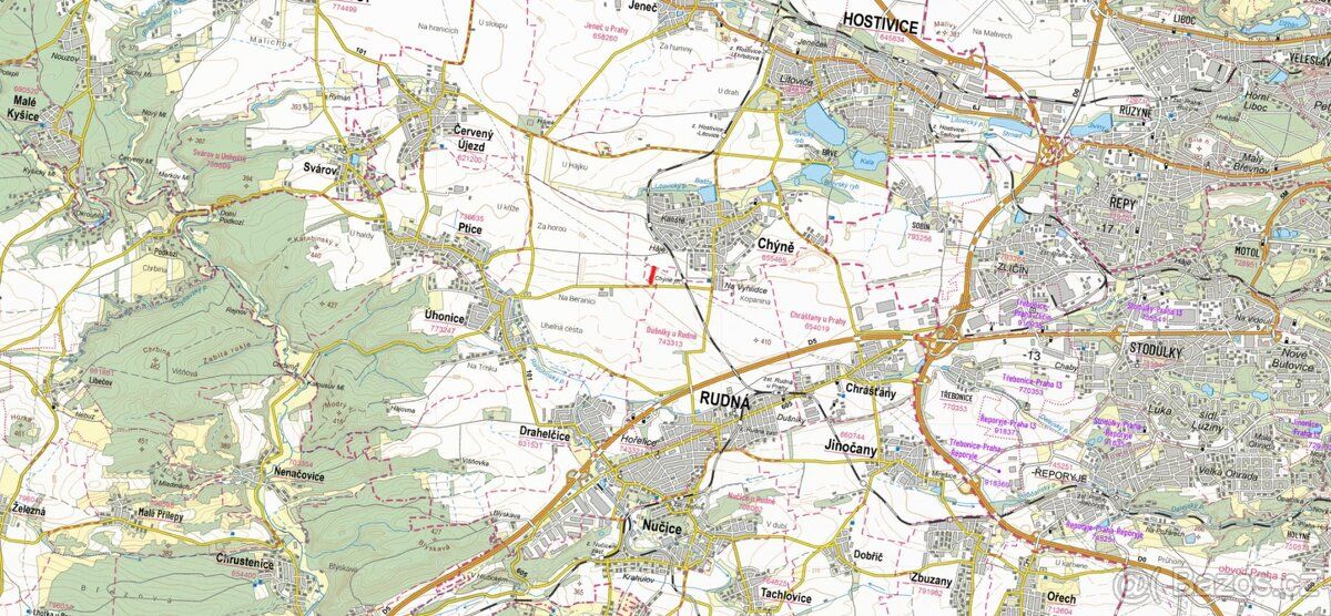 V katastrálním území Dušníky u Rudné (Rudná) v okrese Praha-