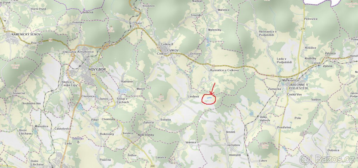 Prodám pozemek v k. ú. Lindava Jedná se o p.č. 1956/3 vedená