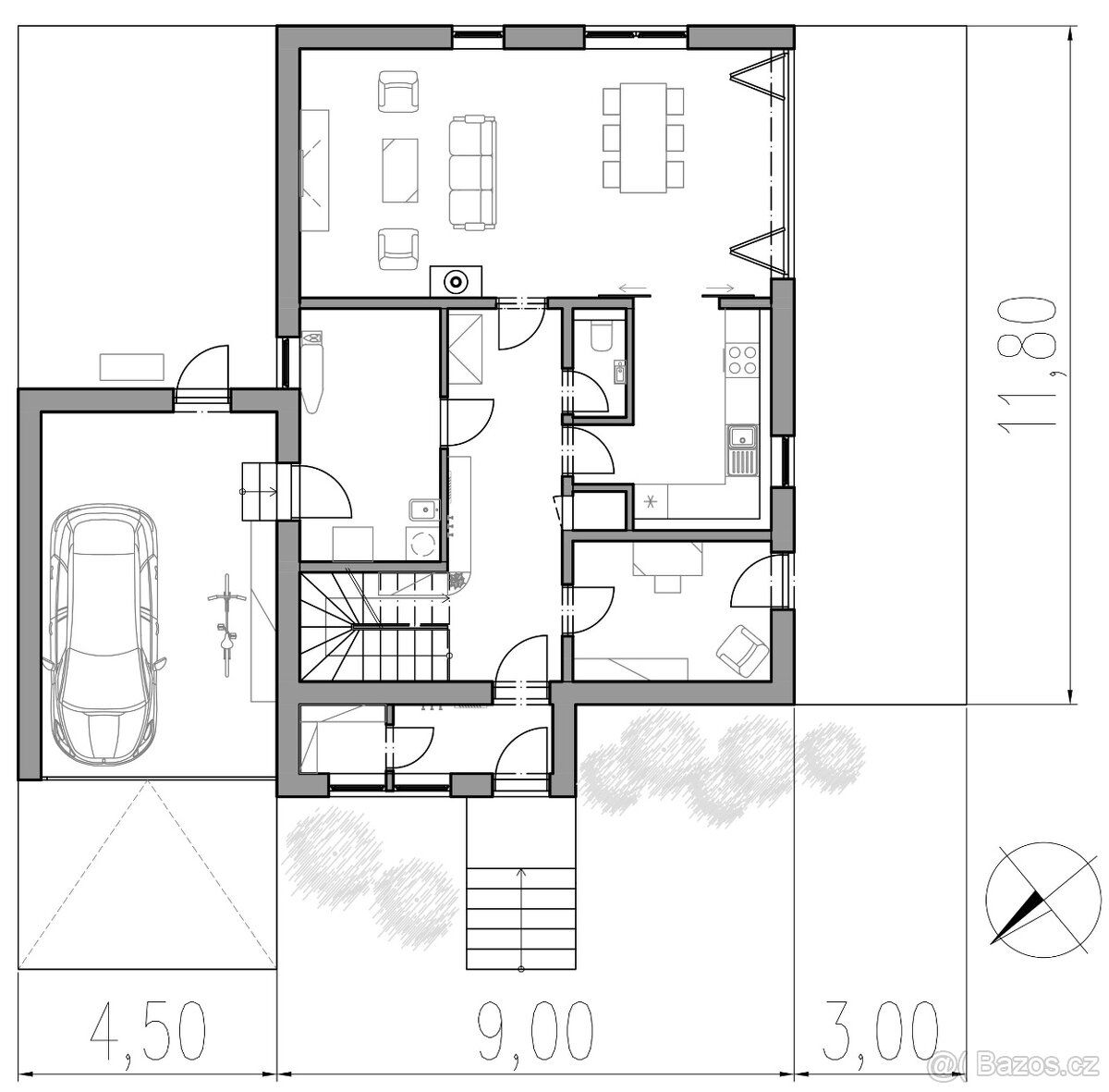 Jsem projektantka, prodám pozemek 553 m2 za 1200Kč/m2 s návr