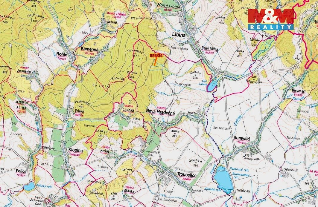 Prodej pozemků o výměře 5346 m2 v katastru obce Nová Hradečn