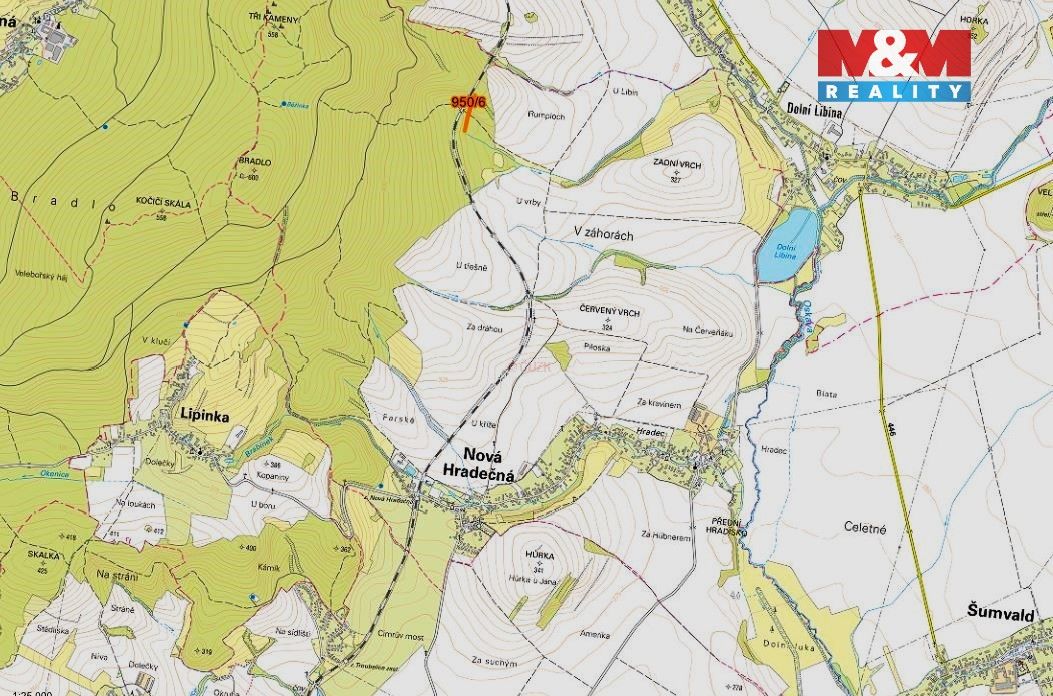 Prodej pozemků o výměře 5346 m2 v katastru obce Nová Hradečn