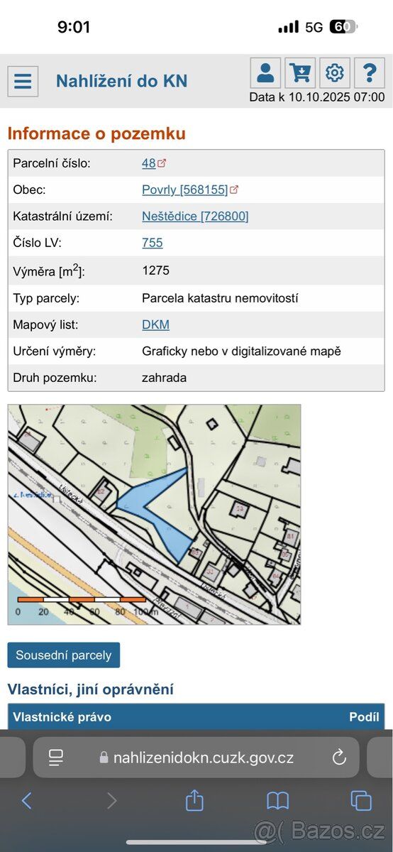 Zdravím, rád bych prodal podíl 1/2 pozemku v obci Povrly vým