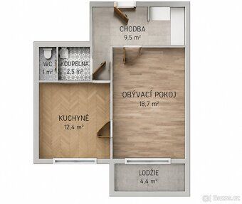 Nabízíme k prodeji prostorný byt 1+1 o výměře 48 m², situova