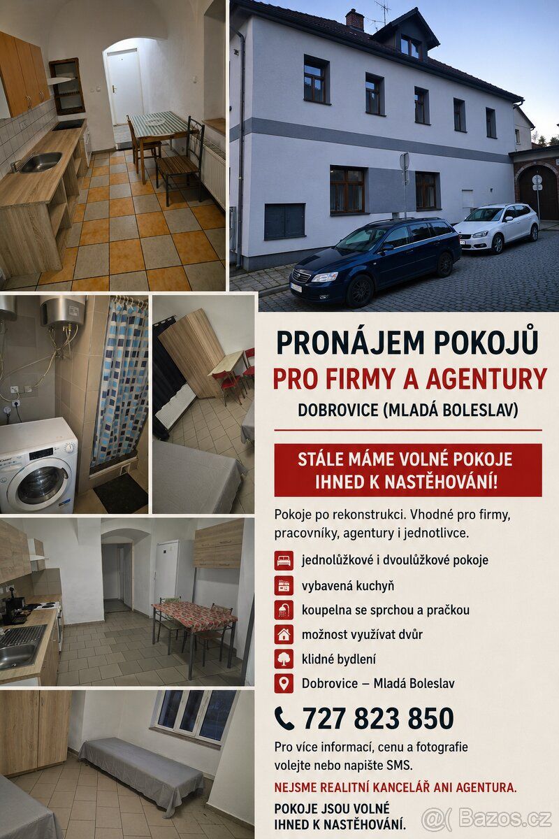 Pronajem pro firmy a agentúry máme voľné pokoje