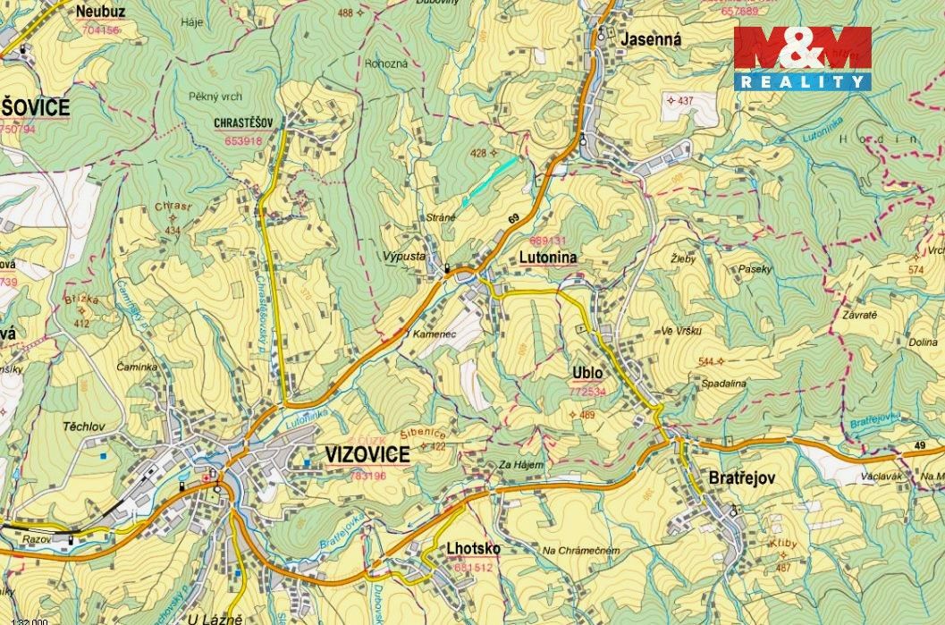Prodej pozemků o výměře 13453 m2 v katastru obce Lutonina. J