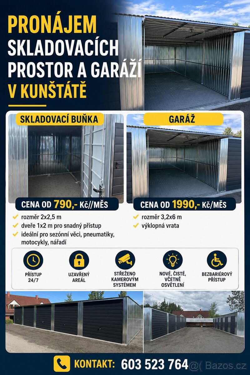 Pronájem skladovacích prostor a garáží. Skladovací buňka: ce