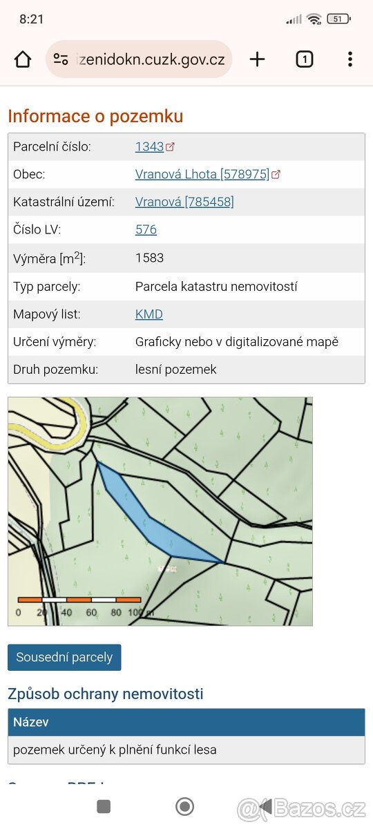 prodám lesní pozemky, pouze společně, celková rozloha 3896 m