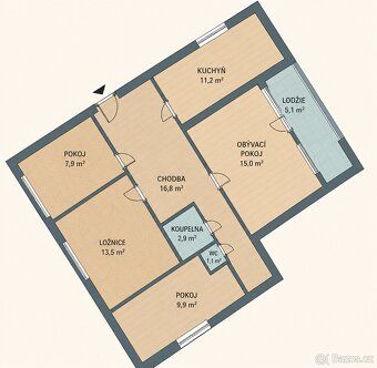 Prodej družstevního bytu 4+1L, 78 m², Teplice – Prosetice Ce