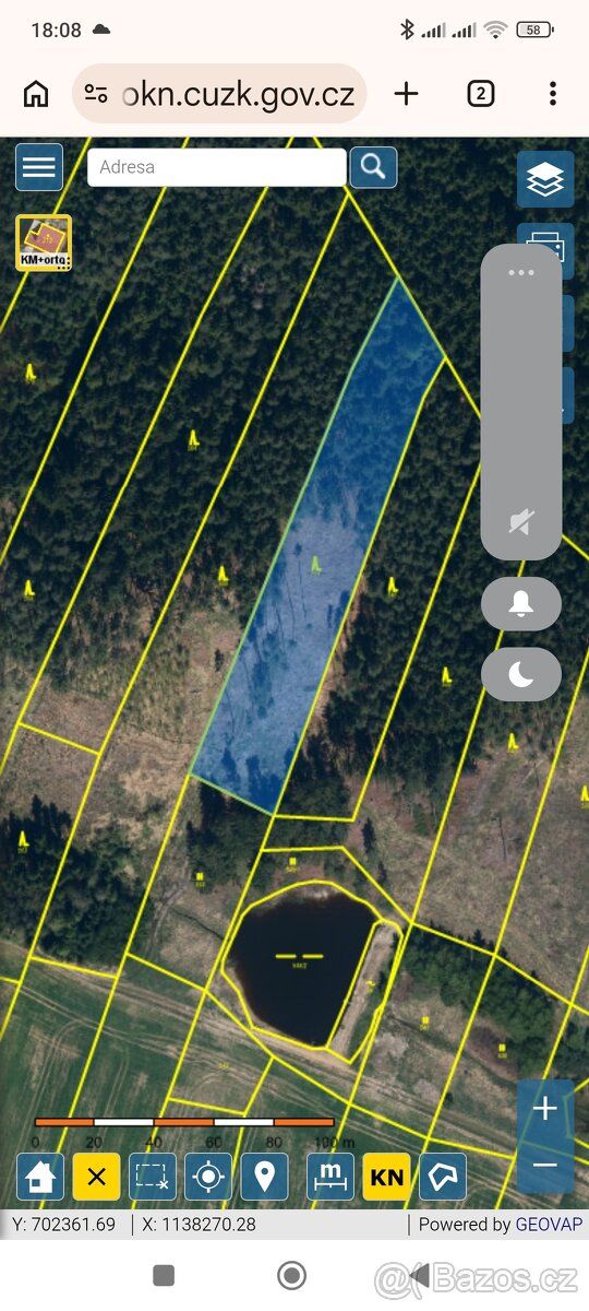 Prodám lesní pozemek o rozloze 4873m2 ,1624 m2 zalesněné KÚ 